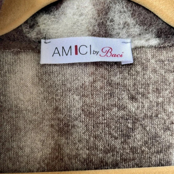 AMICI by Baci Women’s Jacket Wool Blend Drip Dye Brown Button Long Sleeve Coat S - Picture 4 of 4